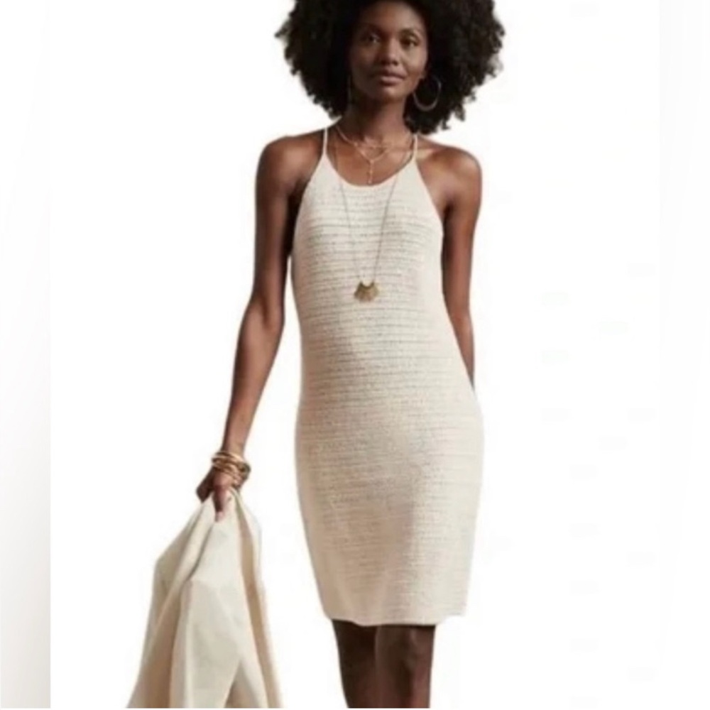 Banana Republic Crochet Mini Dress in Black size M